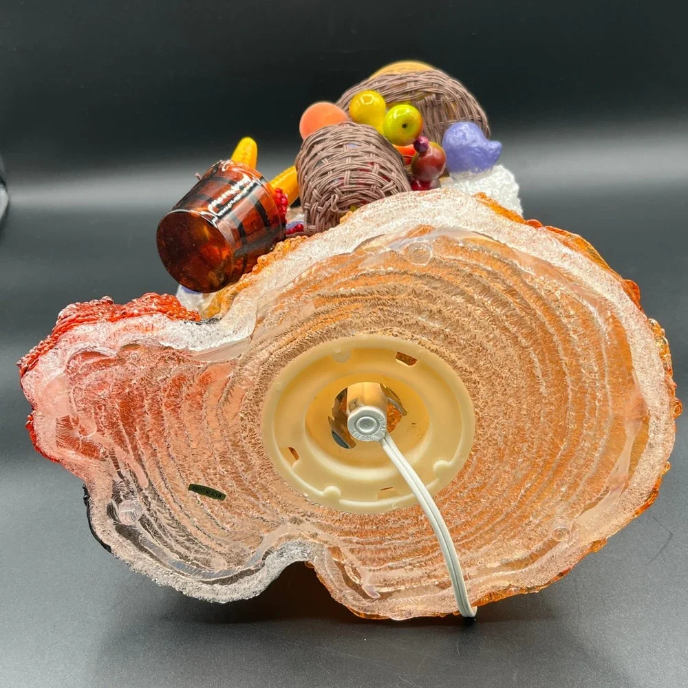 Iced Blow Mold-Style Acrylic Lamp Pilgrim Couple Thanksgiving Harvest Autumn 14